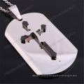 Stainless Steel Custom Dog Tag Necklace with Plated Cross (IO-st250)